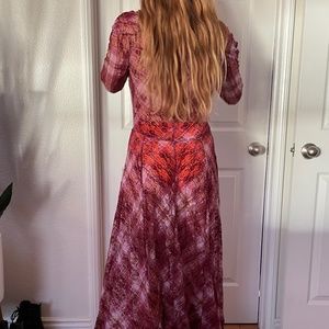 Free People Wine Long Sleeve Dress